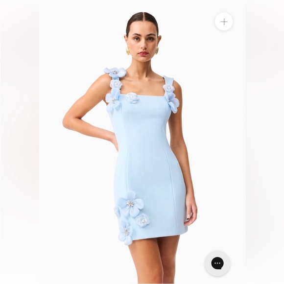 elliatt chantelle blue 3d floral applique fitted mini dress size large NEW NWT - Picture 13 of 13